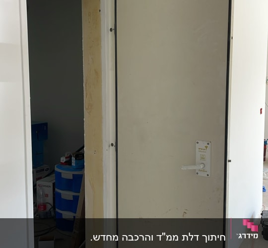 דלת פתוחה עם מנעול מותקן על הקיר